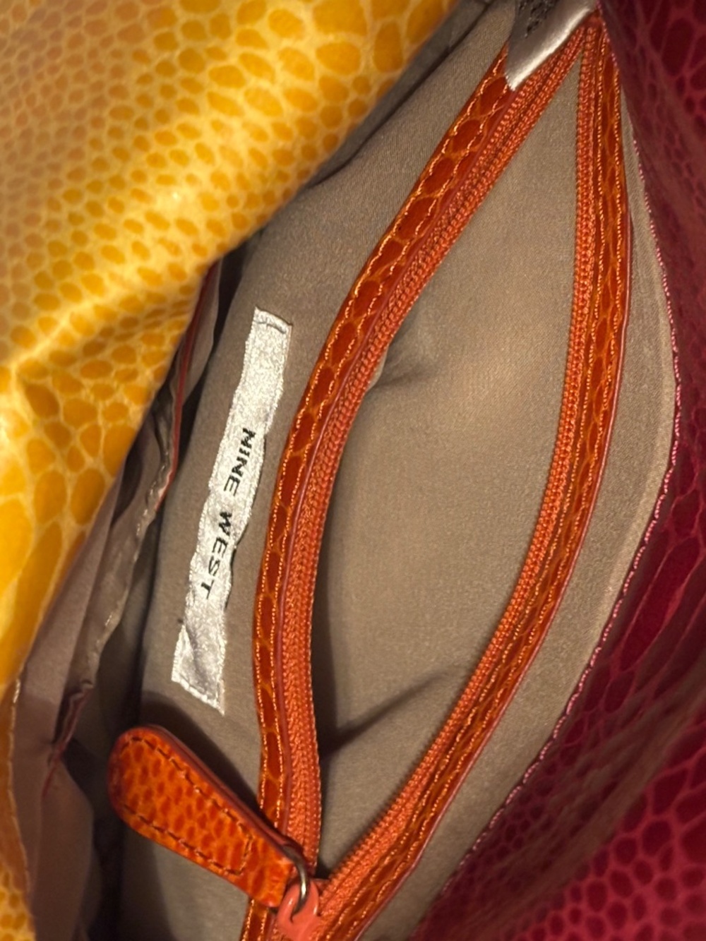 Nine West Clutch Color Block Yellow/Orange Faux Leather - Picture 10 of 10